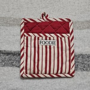 Red and White Foodie Striped Pot Holder
